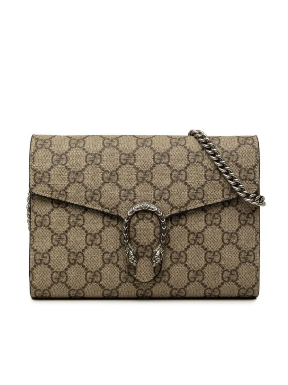 Gucci GG Supreme Dionysus Chain Wallet Shoulder Bag Beige Leather